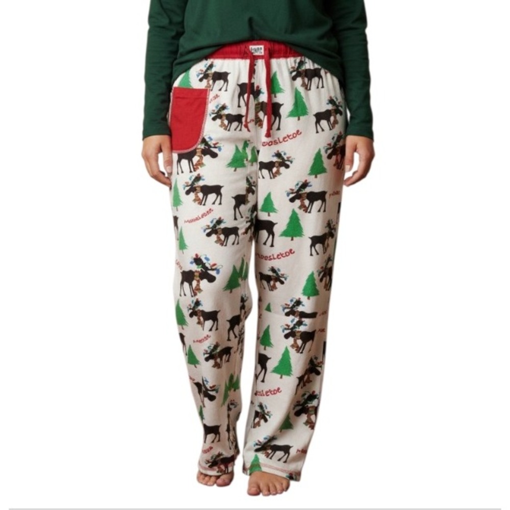 New LAZY ONE MOOSLETOE Moose Christmas Lights YOGA PANTS PAJAMAS Unisex Size XL